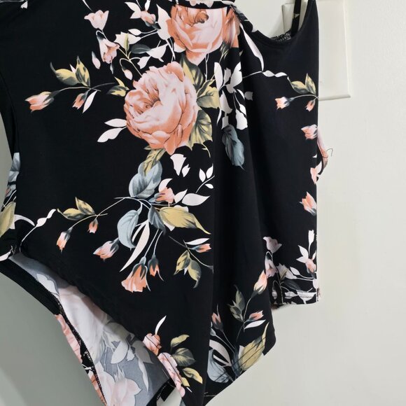 Women's Plus Black Floral Bodysuit 4x - Picture 5 of 5
